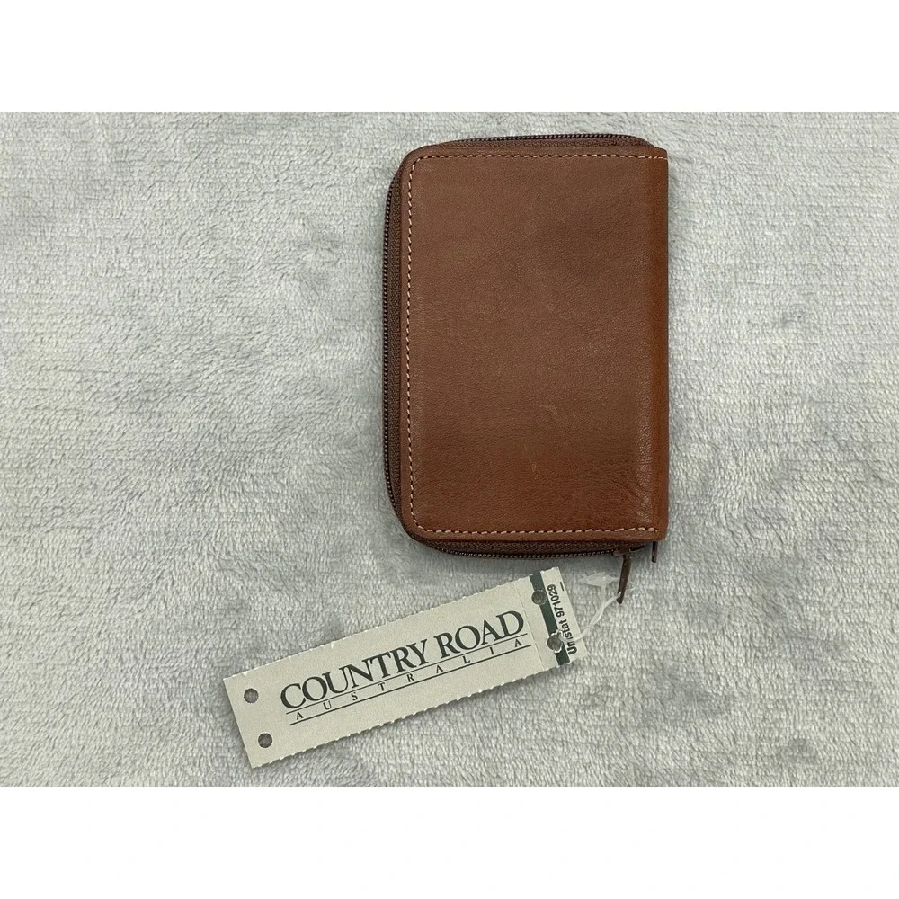 Country Road Key Case Wallet One Size Brown Leather Zip Australia